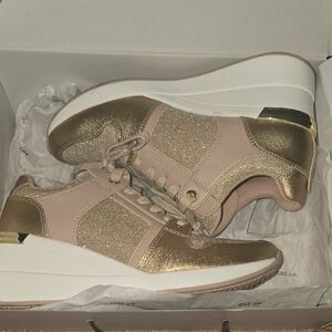Aldo Gold and Cream Sneakers Modern Casual Style